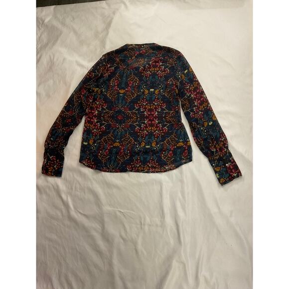 Converse Sheer Floral Long Sleeve Blouse M Cottagecore Dopamine Coquette Girl - Picture 4 of 9